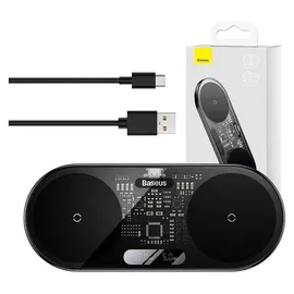 Baseus Dual Qi wireless charger Digital Led Display 20W
