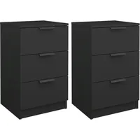VidaXL Nachttische 2 Stk. Schwarz 40x36x65 cm