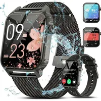Forrlite 2026 Neues Smartwatch Damen Herren mit Telefonfunktion, Smartwatch 1.85'' HD Fitnessuhr,Silikonarmband + Metallarmband Kombinationsset,Smart Watch for Women mit 200+ Sportmodi,Fitness Tracker mit Herzfrequenz,SpO2,Schrittzähler & Schlafmonitor,IP68 für iOS Android, Silikon- und Edelstahlarmband Kombination, Silikon- und Edelstahlarmband Kombination schwarz