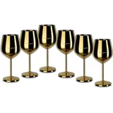 Echtwerk bruchsichere Weingläser aus Edelstahl, Weinglas-Set, Rotweinglas, Weinprobe-Gläser, Cocktailgläser, robust, unzerbrechlich, Gold Edition, 6tlg, 21x 7,3cm, 0,5L