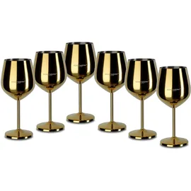 Echtwerk bruchsichere Weingläser aus Edelstahl, Weinglas-Set, Rotweinglas, Weinprobe-Gläser, Cocktailgläser, robust, unzerbrechlich, Gold Edition, 6tlg, 21x 7,3cm, 0,5L