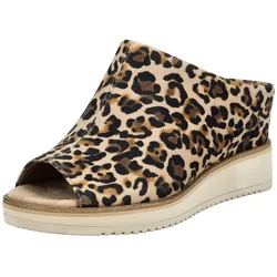 Pantolette TAMARIS "Tamaris Pantoletten Leder", Damen, Gr. 41, braun (leopard), Leder, casual, Schuhe