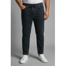 man's world plus "Große Größen", Herren, Gr. XL, N-Gr, blau schwarz washed, Denim/Jeans, Obermaterial: 98% Baumwolle, 2% Elasthan, unifarben, regular fit lang, Jeans Schlupfjeans, gerade geschnittenes Bein, Regular-Fit, mit Kordelzug