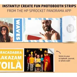 HP Sprocket Panorama Instant- Tragbarer Farbetiketten- und Fotodrucker (Rosa). Personalisieren Sie Drucke im Format 2 x 0,5 bis 9 Zoll auf Papier mit Selbstklebender Zinkrückseite