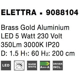 Nova Luce Elettra 1-flg. 60 cm gold
