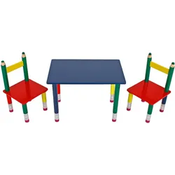 Hochwertige Kinder Tisch Gruppe Stühle Massiv Holz bunt lackiert Spiel Zimmer Mobiliar
