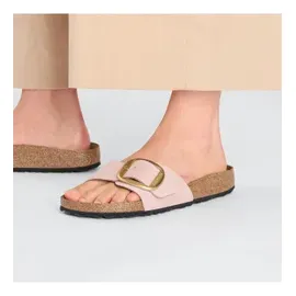 Birkenstock für Damen. 1027056 Leder-Sandalen Madrid Big Buckle (Schmale Passform) rosa (37), Wohnung, Keine, Lässig