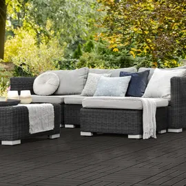 ECD Germany WPC Terrassenfliesen 30x30 cm 22er Spar Set Anthrazit in Holzoptik,