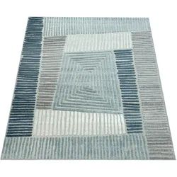 Teppich PACO HOME "Stilo 850", blau, B:60cm H:12mm L:100cm, Polypropylen (PP), Teppiche, In- und Outdoor geeignet, Wohnzimmer