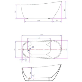 a&n&a aQualine TISA freistehende Badewanne 150 x 75 cm (E1575)