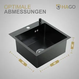 Hago Einbauspüle 45 x 45 cm Edelstahl Anthrazit