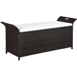 Truhenbank mit Polster 138 cm Poly Rattan Braun