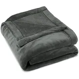 CELINATEX Flauschige Kuscheldecke XXL 220 x 240 cm grau Decke Sofa warm Wohndecke weich Mikrofaser Fleece Oeko-TEX Montreal