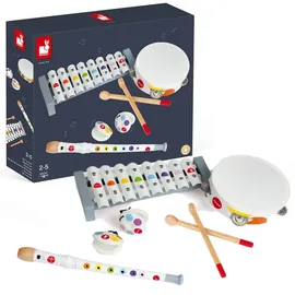 Janod - Confetti Holz-Musikset mit 4 Instrumenten, Musikinstrument für Kinder, Spielzeugnachbildung und Spielzeug für musikalisches Empfinden, ab 2 Jahren, J07600