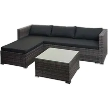Mendler Poly-Rattan Garnitur HWC-F57, Balkon-/Garten-/Lounge-Set Sofa Sitzgruppe ~ grau, Kissen dunkelgrau ohne Deko-Kissen