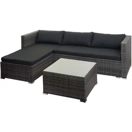 Mendler Poly-Rattan Garnitur HWC-F57, Balkon-/Garten-/Lounge-Set Sofa Sitzgruppe ~ grau, Kissen dunkelgrau ohne Deko-Kissen