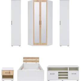 Priess Jugendzimmer-Set "Lissabon", braun (lichtweiß, astkernbuche), B/H: 90cm x 200cm, Holzwerkstoff, Schlafzimmermöbel-Sets, 6-teiliges Set