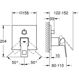 Grohe Eurocube Einhandbatterie mit 3-Wege Umstellung, 24094AL0