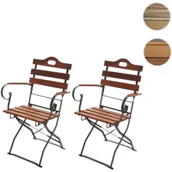 2er-Set Biergartenstuhl HWC-J40, Klappstuhl Gartenstuhl, Gastronomie-Qualität Akazie MVG-zertifizier