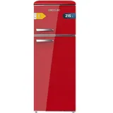 Cecotec Bolero CoolMarket 2D Origin 215 Retro-Kühl-Gefrierkombination (215 l, 1482 mm hoch, Red)