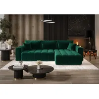 Ecksofa Schlafsofa CAMILA Stoff Monolith Grün Ottomane Rechts - Grün