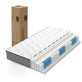 Premium Tonnentaschenfederkernmatratze 120x200cm H3 Höhe 20cm, 7-Zonen Matratze mit 1000 Federn und Lyocell-Bezug - Weiß