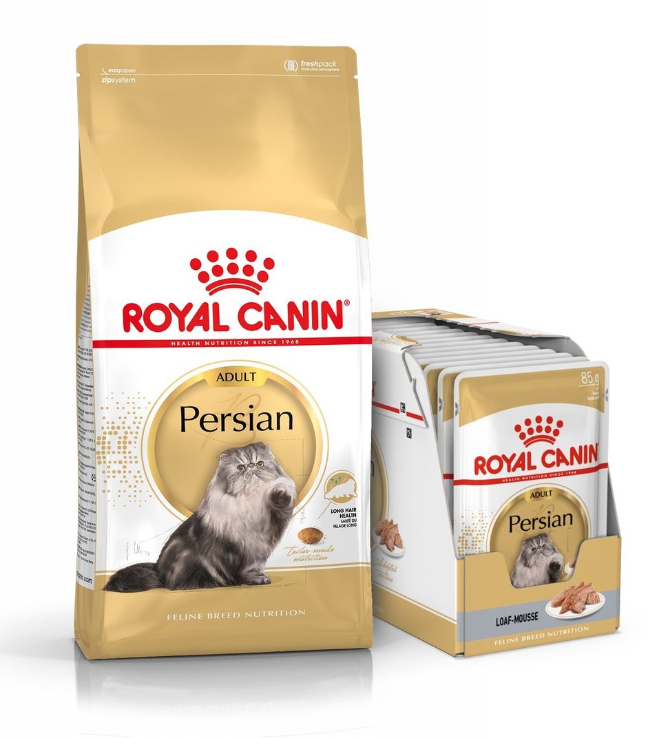 ROYAL CANIN Persian Adult Trockenfutter für Perser-Katzen + nass für Perser-Katzen 12 x 85g