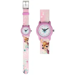 Kinderuhr mit Quarzuhrwerk Reh rosa