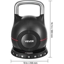 Vevor Verstellbare Kettlebell 2-20 kg Schwarz