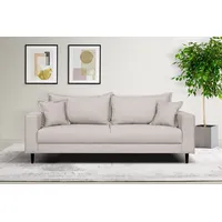 3-Sitzer HOME AFFAIRE "VEYRAS, hoher Sitzkomfort, Maße B/T/H: 212/84/76 cm", beige, B:212cm H:76cm T:84cm, 100% Polyester, Sofas, mit Wellenunterfederung, incl. Rückenkissen und Zierkissen