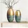 FineBuy Vase 2er Set FineBuy Blumenvase Aluminium Gold Patina Tischvase Punziert Rund