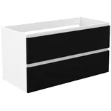 duschspa Waschtisch Unterschrank Waschtischunterschrank Waschbeckenunterschrank Badschrank, 50-120cm Hängeschrank, Matt / Hochglanz schwarz 99 cm x 52 cm x 46.3 cm