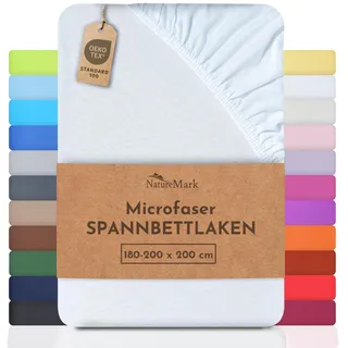 NatureMark Spannbettlaken Mikrofaser 180 x 200 - 200 x 200 cm weiß