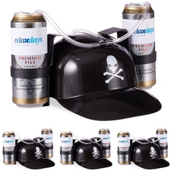 relaxdays Piraten-Kostüm 4 x Trinkhelm Pirat schwarz|weiß