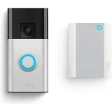 Ring Battery Video Doorbell (Satin Nickel) + Chime Türklingel«, Überwachungskameras silberfarben schwarz, silber)