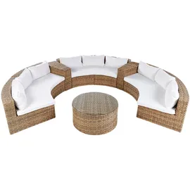 Beliani Lounge Set 9-Sitzer Rattan goldbraun/weiß