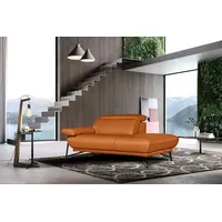 Egoitaliano Ottomane Anais, erstklassiges Designsofa, Breite 179 cm, Fußfarbe schattengrau, Kopfteil verstellbar, Leder BULL, orange orange