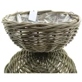 Van der Leeden Korbampel Rattan Grau mit Metallaufhänger Ø 38 cm