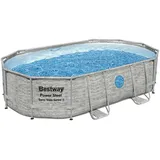 BESTWAY Power Steel Swim Vista Series Set 488 x 305 x 107 cm steinwandoptik inkl. Filterpumpe