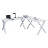 VCM Eckschreibtisch Lona 160x160x80 X-Füße Weiß/Weiß