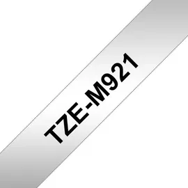 Brother TZe-M921 schwarz auf silber matt Rolle (0,9 cm x 8 m)