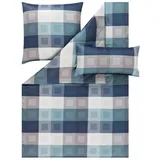 Estella Bettwäsche Mako Satin Armando 155x200+Kissen 80x80 40x80 Karo navy, Baumwolle, 3 teilig, mako satin bettwäsche 155x200 sale warm baumwolle bettwäsche 155x200 blau