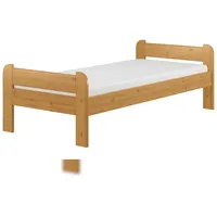 Erst-Holz Einzelbett 90x200 Kiefer Echtholz in Eicheton gebeizt mit wählbarem Zubehör V-60.39-09E Federleisten und Matratze