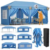 TLGREEN Faltpavillon Pavillon 3x6 mit 6 Seitenteilen, mit 6 Seitenteilen, (für Strand/Festival/Camping/Markt), Höhenverstellbar Faltpavillon Wasserdicht, Stabil Winterfest