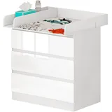 Woltu Wickelkommode mit Wickelaufsatz, Kommode mit 3 Schubladen, Wickeltisch mit Kippschutz,
