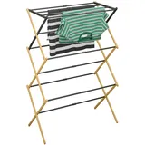 Relaxdays Wäscheständer klappbar, 11 Stangen, 5 Ebenen, 105,5x43-75x37,5 cm, ausziehbar, Bambus & Metall, natur/schwarz