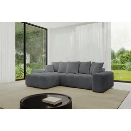 altdecor Ecksofa Cord mit Schlaffunktion 2-Sitzer Dunkelgrau