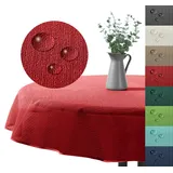 heimtexland Gartentischdecke Outdoor Tischdecke Garten Balkon Camping Tischdeko (Stück 1-tlg), wetterfest I robust I UV-beständig I rutschfest I waschbar rot rund | 160 cm x 160 cm