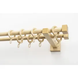 GARESA Gardinenstange GARESA "CUBUS", beige (natur), L:460cm Ø:20mm, Holzwerkstoff, Gardinenstangen, Vorhanggarnitur, verlängerbar, Endkappe, mit Ringe