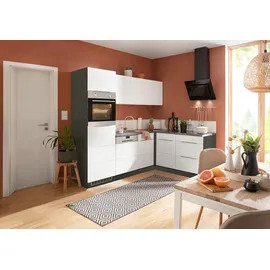 kochstation Winkelküche L-Form KS-Brindisi 230 x 170 cm weiß hochglanz